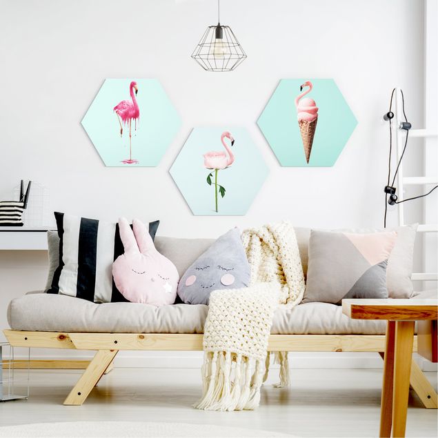 quadros modernos para quarto de casal Flamingo Set