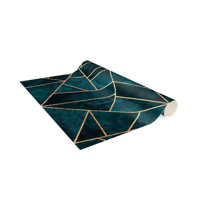 Tapetes abstratos Dark Turquoise With Gold