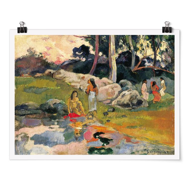 quadros de paisagens Paul Gauguin - Women At The Banks Of River