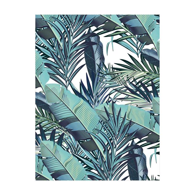 Tapete azul turquesa Turquoise Leaves Jungle Pattern