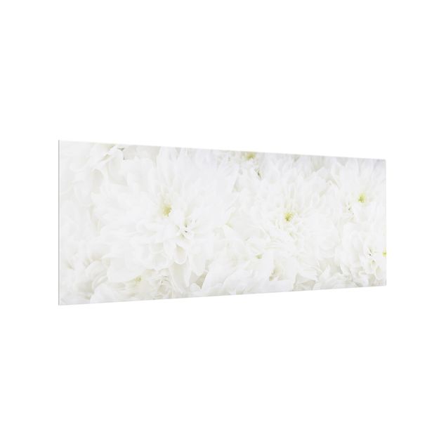 Painel anti-salpicos de cozinha padrões Dahlias Sea Of Flowers White