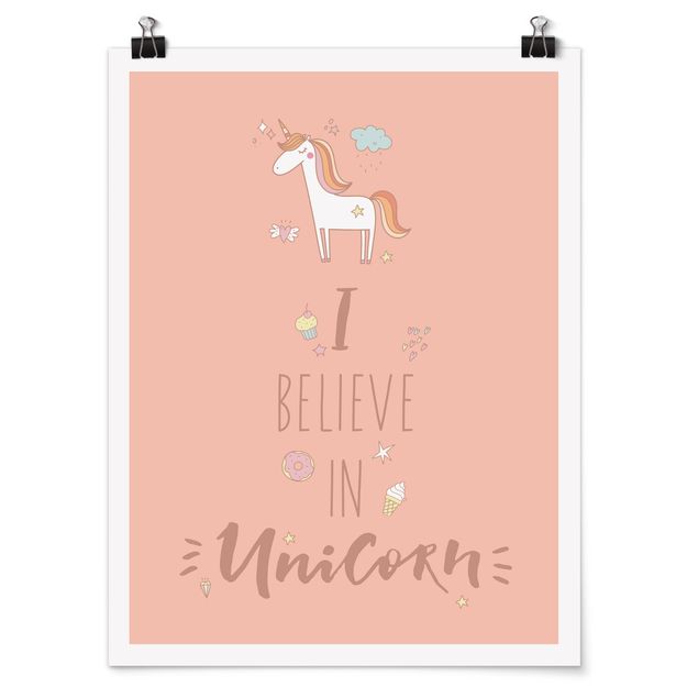 quadro com frases inspiradoras I Believe In Unicorn