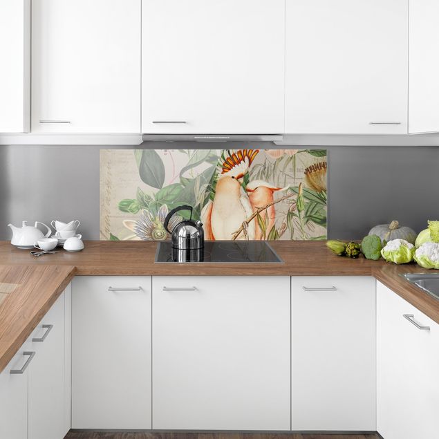 Painel anti-salpicos de cozinha flores Colonial Style Collage - Galah