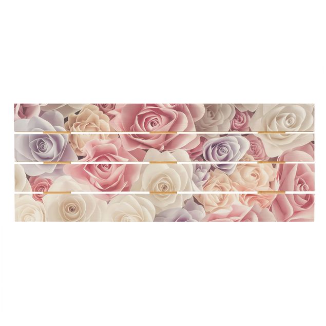 quadros em madeira para decoração Pastel Paper Art Roses