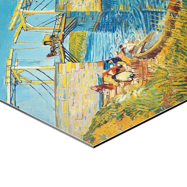 Quadros em amarelo Vincent van Gogh - The Drawbridge at Arles with a Group of Washerwomen
