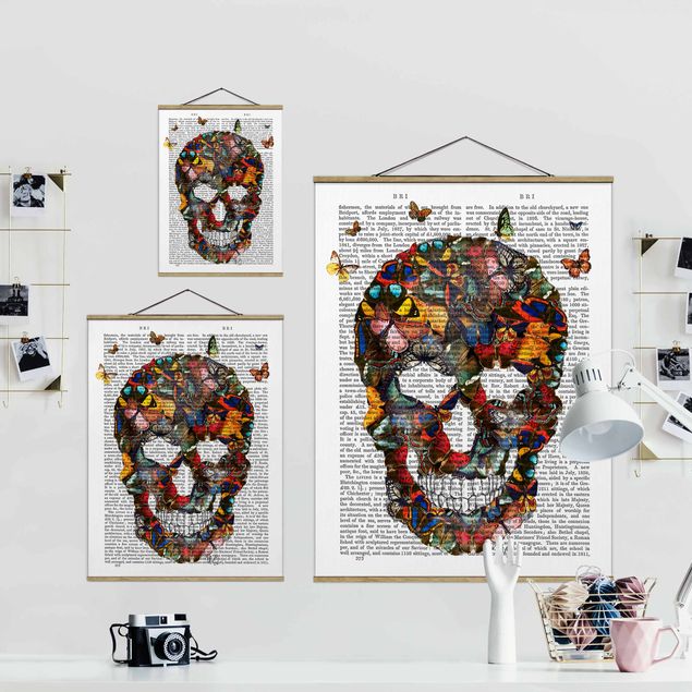 Quadros multicoloridos Scary Reading - Butterfly Skull