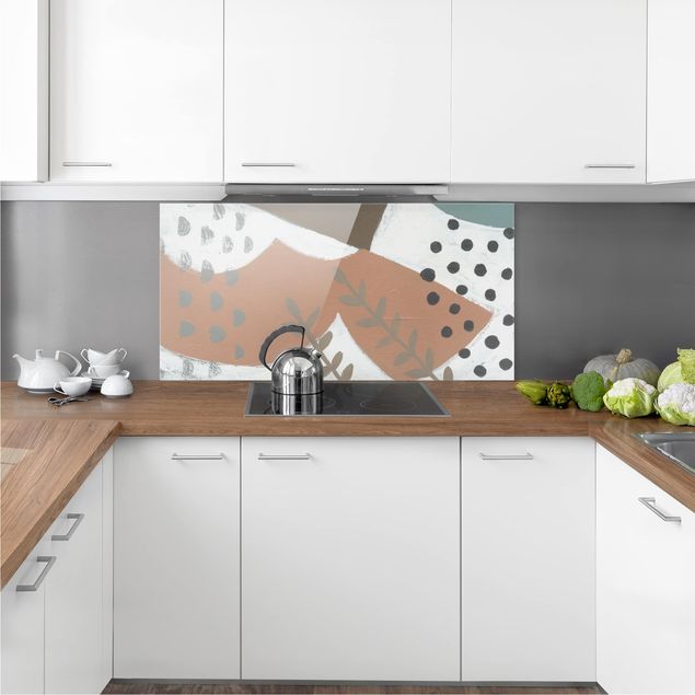 painel anti salpicos cozinha Carnival Of Shapes In Salmon I