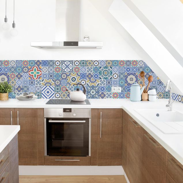 Backsplash de cozinha imitação azulejos Backsplash - Elaborate Portoguese Tiles