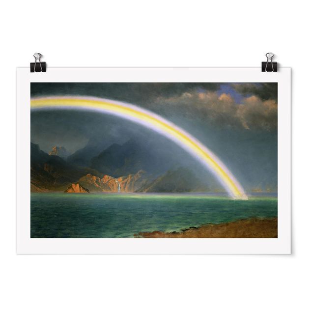 quadros de paisagens Albert Bierstadt - Rainbow over the Jenny Lake, Wyoming