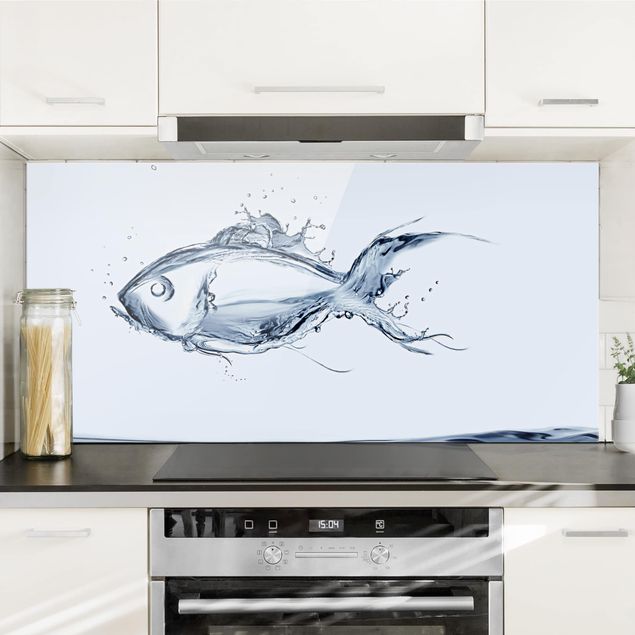 decoraçao para parede de cozinha Liquid Silver Fish