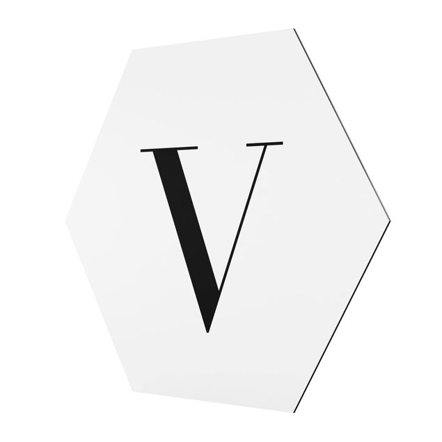 Quadros hexagonais Letter Serif White V