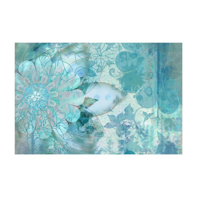 tapetes azul Winter Flowers