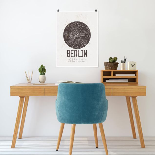 Mapa mundi poster City Map Berlin - Retro