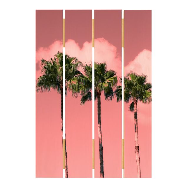 Quadros de Uwe Merkel Palm Trees Against Sky Pink