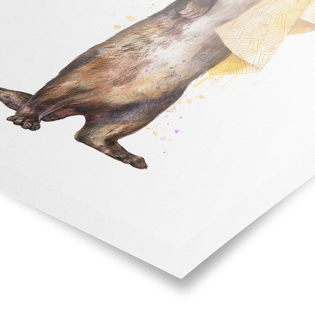 Quadros em marrom Illustration Otter With Towel Painting White