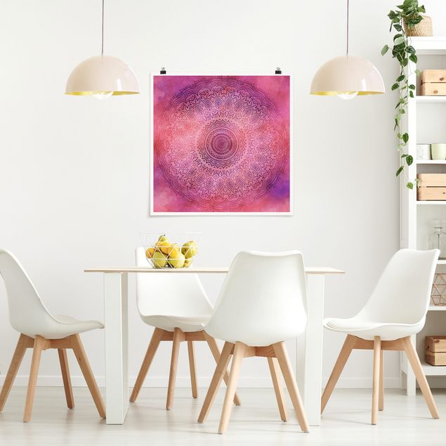 Posters quadros famosos Watercolour Mandala Light Pink Violet