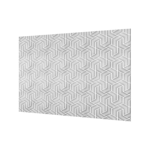 Painel anti-salpicos de cozinha 3D Pattern With Stripes In Silver