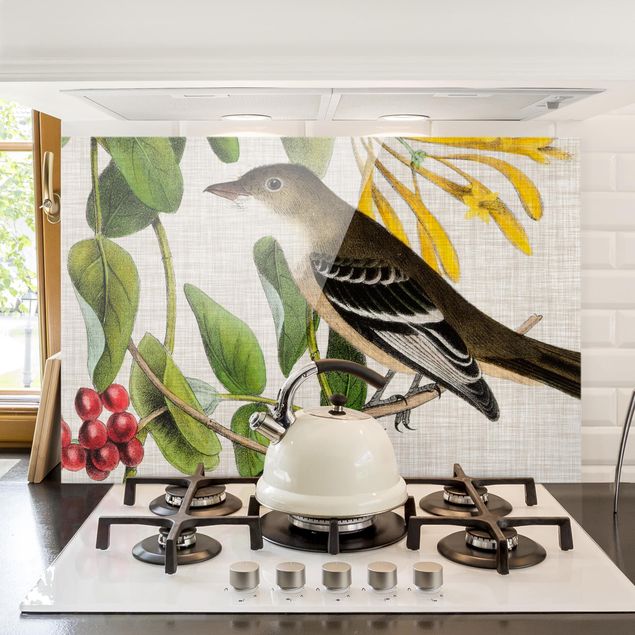 decoraçao para parede de cozinha Bird On Linen Yellow II