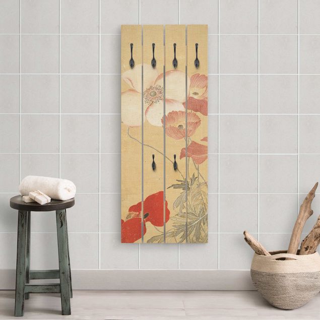 Cabides de parede imitação madeira Yun Shouping - Poppy Flower