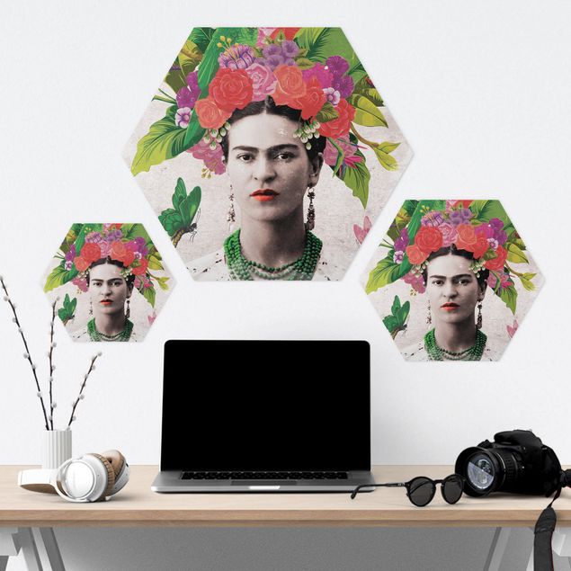 quadros para parede Frida Kahlo - Flower Portrait