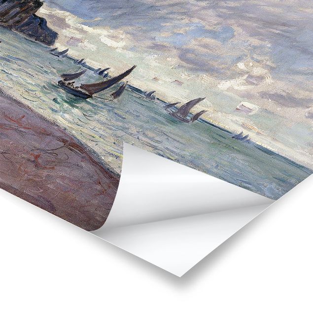 Posters quadros famosos Claude Monet - Fishing Boats In Front Of The Beach And Cliffs Of Pourville