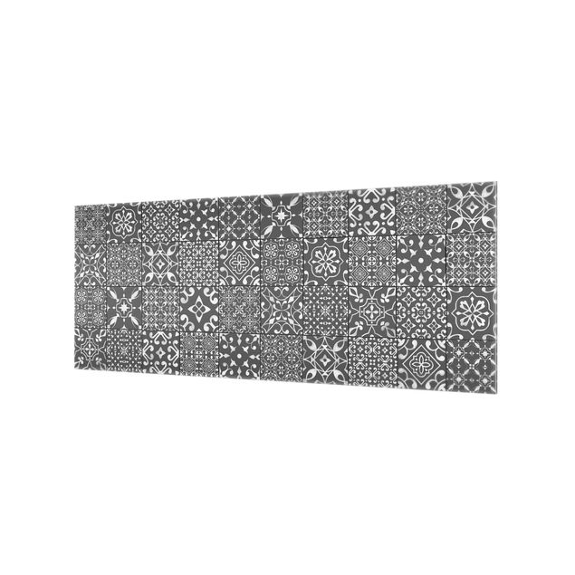 Painel anti-salpicos de cozinha Pattern Tiles Dark Gray White