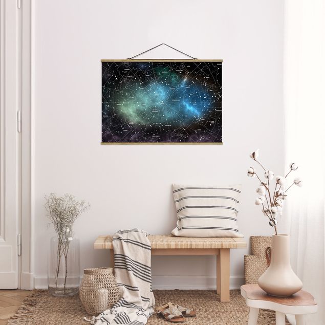 quadros modernos para quarto de casal Stellar Constellation Map Galactic Nebula
