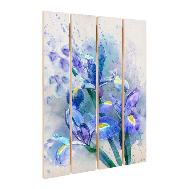 Quadros em madeira Watercolour Flowers Iris