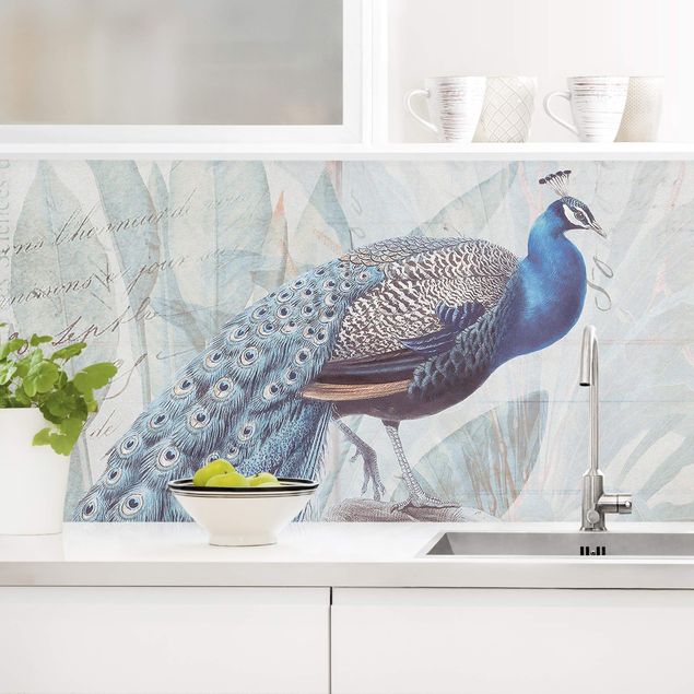 decoraçao para parede de cozinha Shabby Chic Collage - Peacock