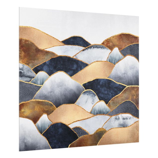 painel anti salpicos cozinha Golden Mountains Watercolor