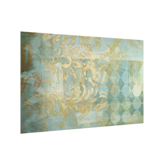painéis antisalpicos Moroccan Collage In Gold And Turquoise