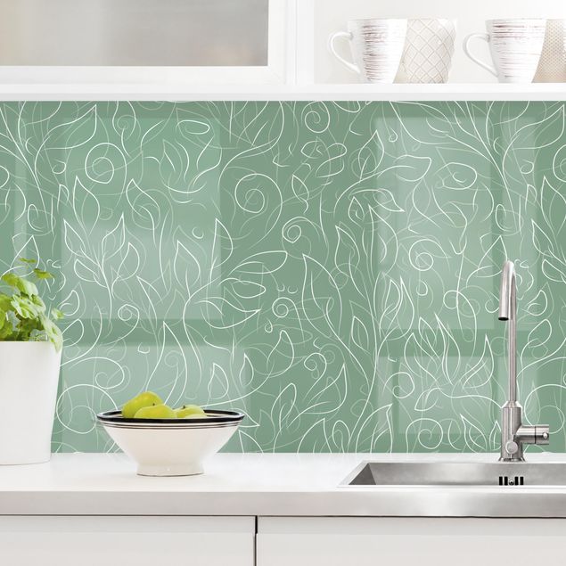 decoraçoes cozinha Wild Plant Pattern On Green Backdrop II