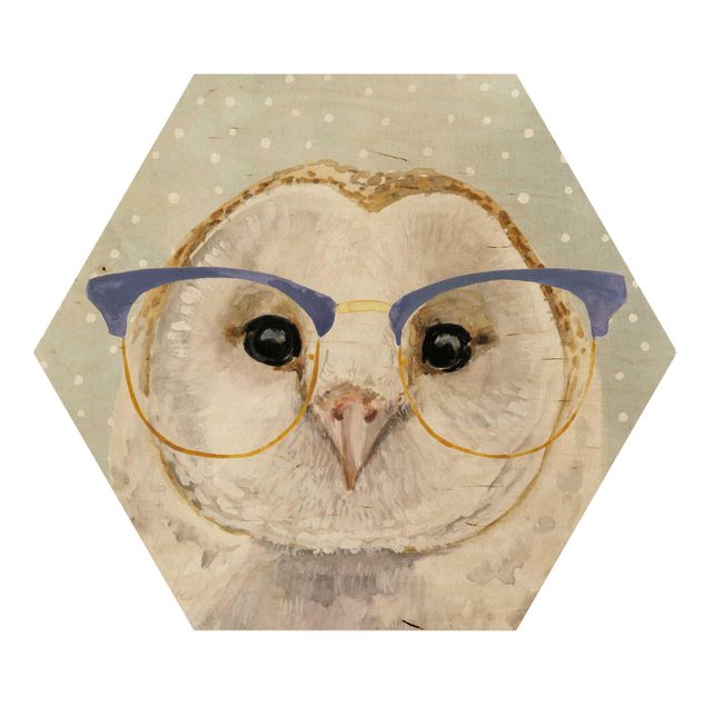 Quadros hexagonais Animals With Glasses - Owl