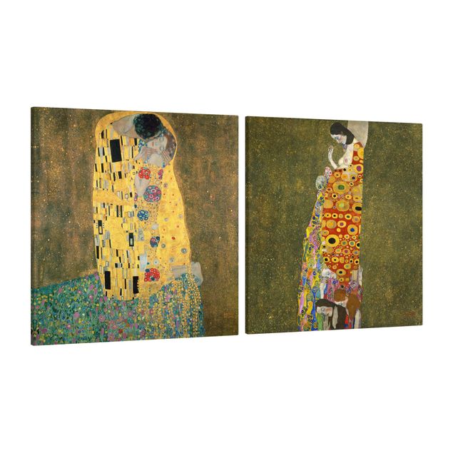 Telas decorativas réplicas de quadros famosos Gustav Klimt - Kiss And Hope