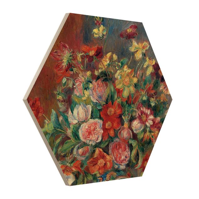 Quadros em madeira flores Auguste Renoir - Flower vase