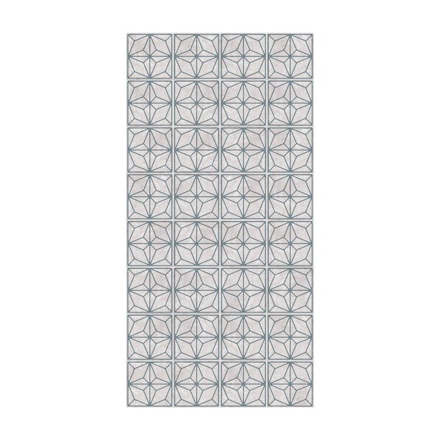 Tapetes imitação azulejos Tile Pattern Star Geometry Grey Blue
