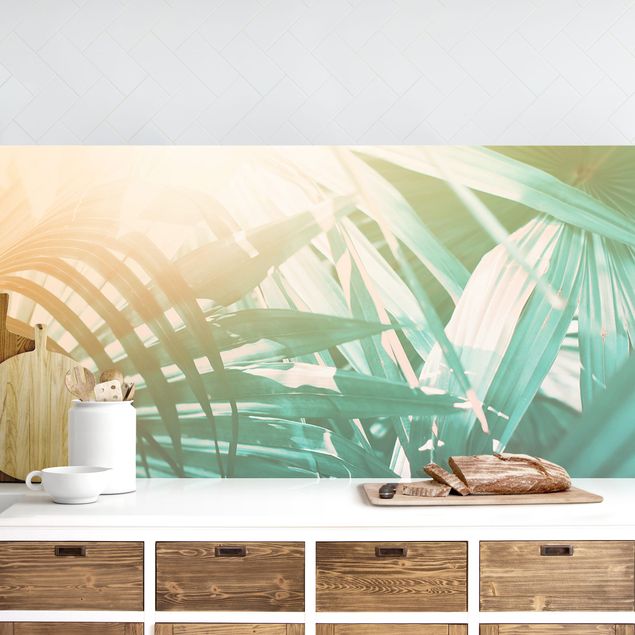 decoraçao para parede de cozinha Tropical Plants Palm Trees At Sunset