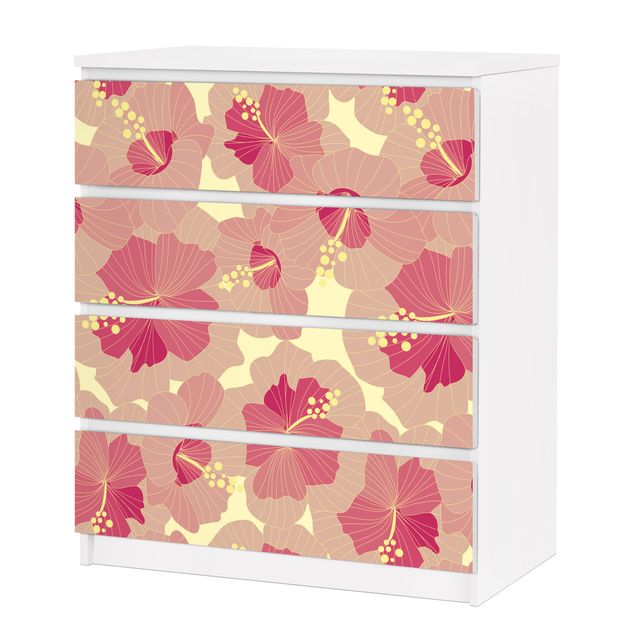 papel adesivo para móveis Yellow Hibiscus Flower pattern