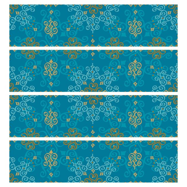 Papel autocolante para móveis Cómoda Malm Oriental Ornament Turquoise