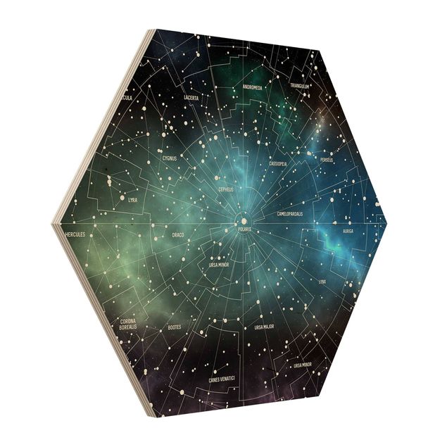 quadros em madeira para decoração Stellar Constellation Map Galactic Nebula