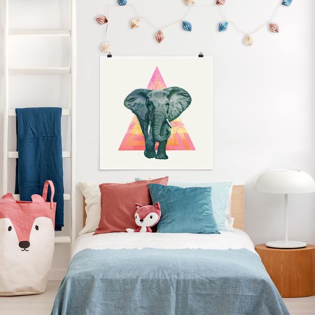 Posters quadros famosos Illustration Elephant Front Triangle Painting