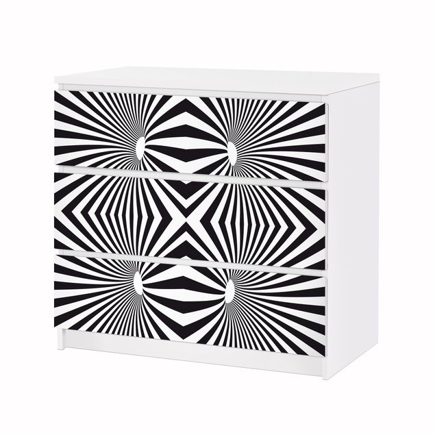 película autocolante Psychedelic Black And White pattern