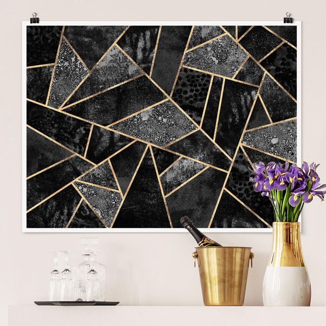 Posters quadros famosos Grey Triangles Gold