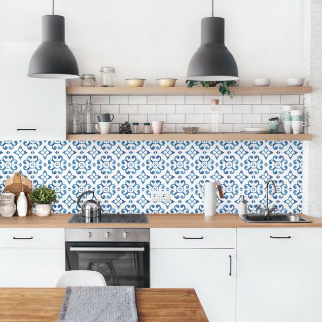 Backsplash de cozinha imitação azulejos Watercolour Tiles - Braga