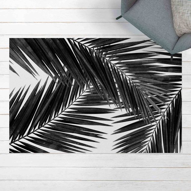 tapetes de exterior View Through Palm Leaves Black And White