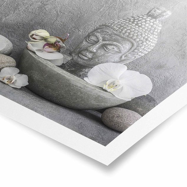 Quadros zen Zen Buddha, Orchid And Stone