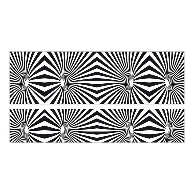 Papel autocolante para móveis Cama Malm IKEA Psychedelic Black And White pattern