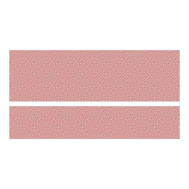 Papel autocolante para móveis Cama Malm IKEA Red Geometric Stripe Pattern
