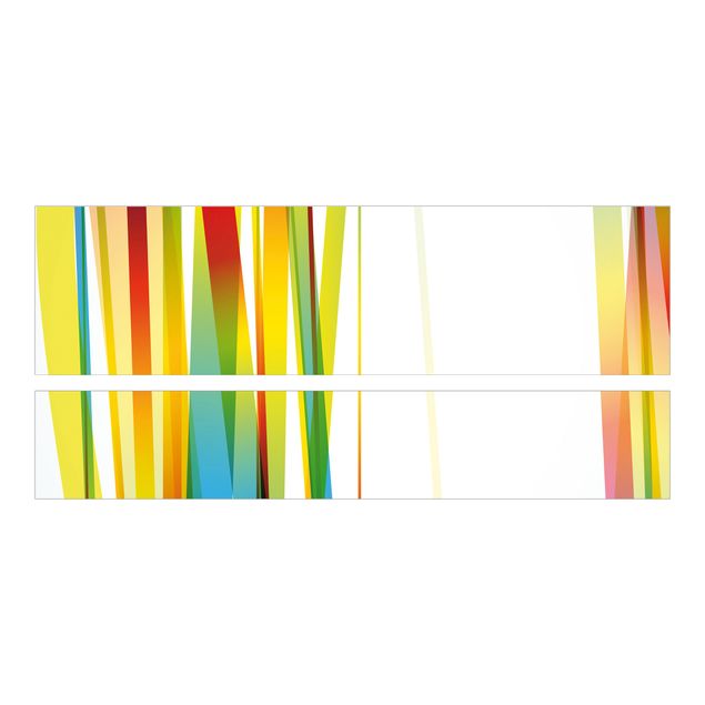 Papel autocolante para móveis Cama Malm IKEA Rainbow Stripes
