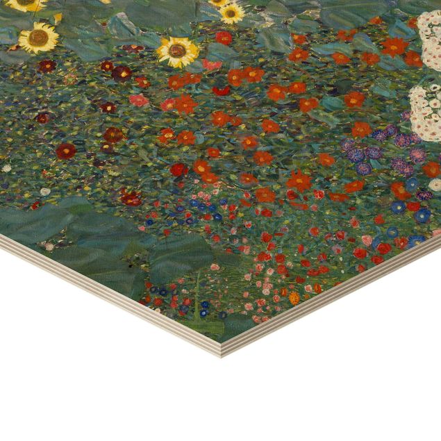 quadro de madeira para parede Gustav Klimt - Garden Sunflowers